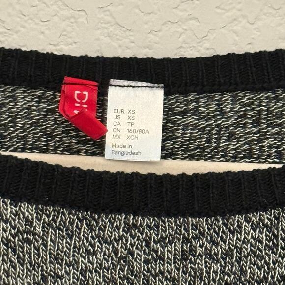 H&M Divided Womens Sweater XS Black Gray Colorblock Striped Long Sleeve Tunic - Picture 3 of 6
